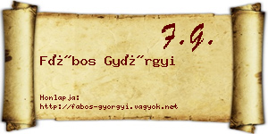 Fábos Györgyi névjegykártya